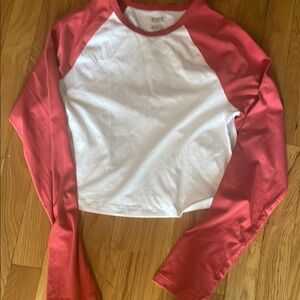 Pink and White Long Sleeve Top